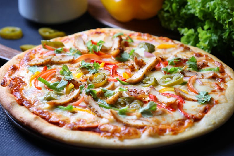 BBQ Chicken Deep Dish pizza with smoky barbecue sauce